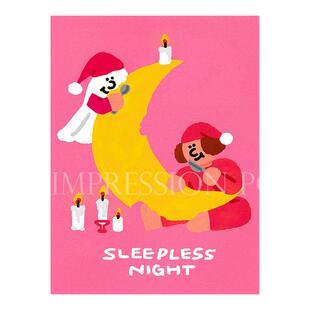 ins风撞色卡通抽象人物装饰画卧室海报内芯自粘未装裱替换油画布