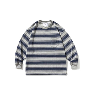 Nobodyknows日系复古条纹卫衣宽松休闲百搭男女百搭情侣潮牌上衣