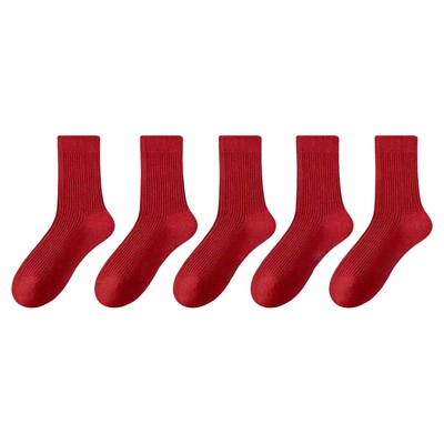 雅鹿2026红袜子男女款本命年秋冬