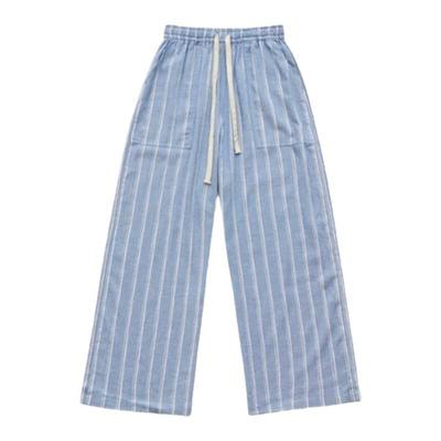 【现货】韩国小众thebarnnet八奶蓝色条纹休闲裤宽松慵懒直筒长裤