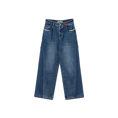 一城画一通勤气质直筒显瘦宽松百搭时髦阔腿长牛仔裤14412B374