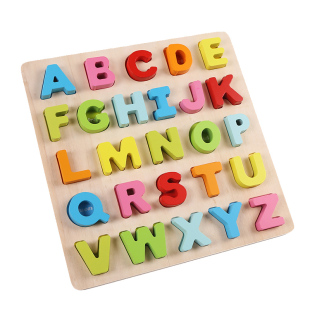 木制数字字母拼图积木儿童益智拼音abcd26个英文玩具学认知板宝宝