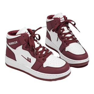 回力官方旗舰店女鞋高帮鞋子2025新款冬季加绒红色运动鞋情侣板鞋