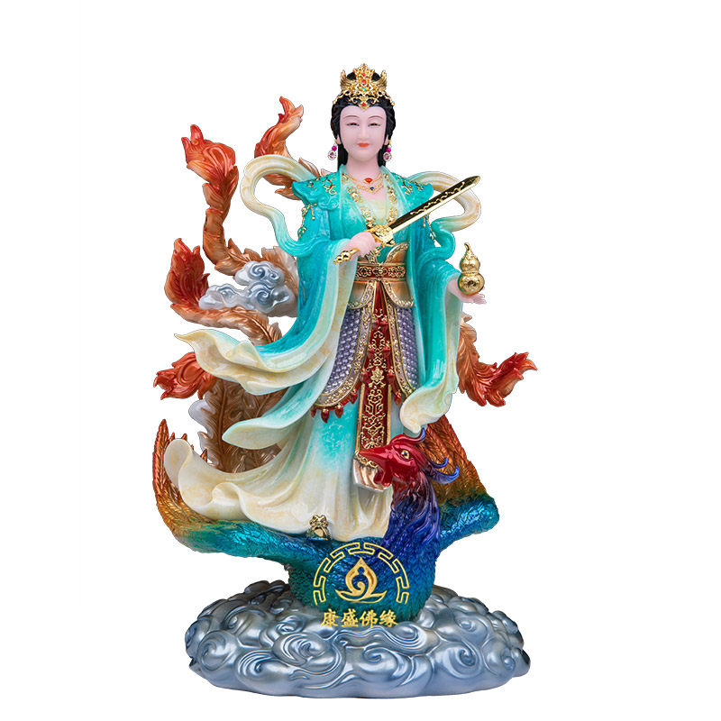 康盛佛缘汉白玉九天玄母娘娘摆件
