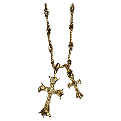 22K金双十字架项链欧美潮流