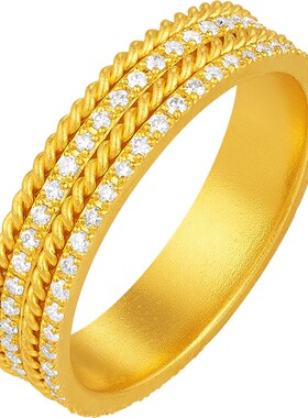 潮宏基souffle御范黄金钻石戒指足金手饰高级感点钻生日送礼 W