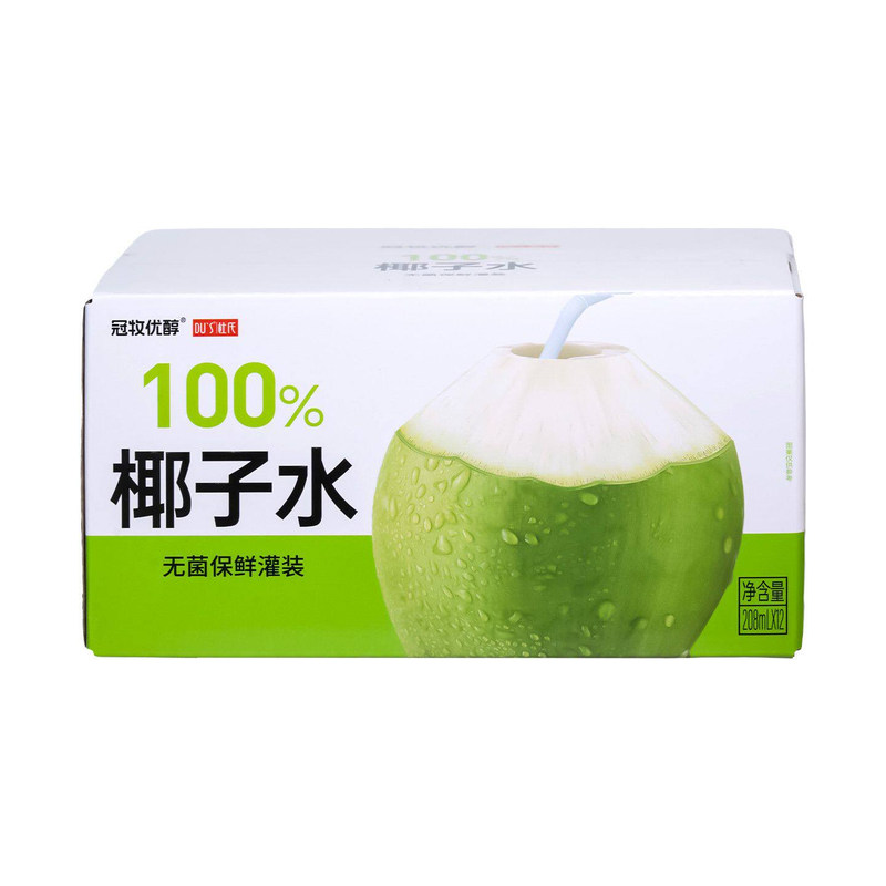 杜氏100%椰子水208ml*12盒整箱0添加东南亚椰子孕妇0蔗糖椰水饮料