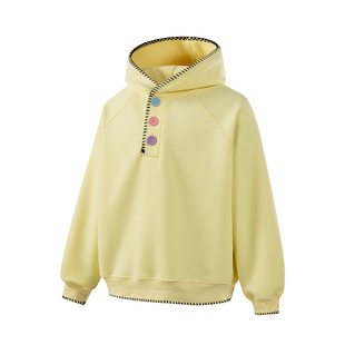 TIRED美式彩色扣子半开衫连帽卫衣春季情侣廓形套头衫休闲上衣男