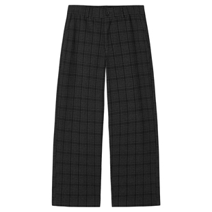 热风男士休闲裤2025年冬季新款大格纹长裤宽松休闲直筒格子长裤