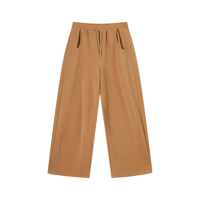 吴童童加绒加厚阔腿直筒休闲裤