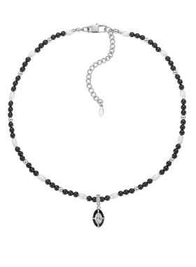SSV海岛系列黑加仑珐琅串珠项链 黑色椭圆锆石锁骨链甜酷风高级感