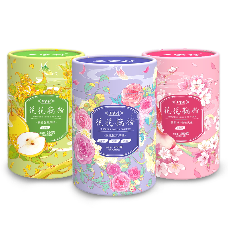 三家村花花藕粉玫瑰银耳风味藕粉西湖藕粉早餐小袋装方便速食