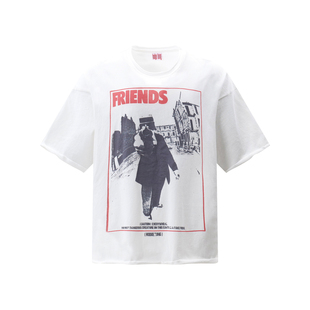 【穆祉丞/王一珩同款】HODGETUNG 复古人像纯棉卷边短宽T恤短袖