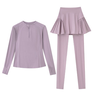 2025新款羽毛球服壁球运动服套装女秋季瑜伽裙裤健身速干网球上衣