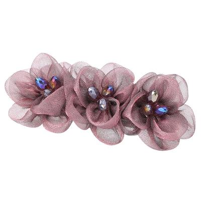 发夹韩国花朵绢纱一字头饰品