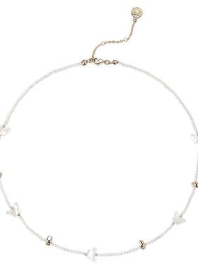 shes配饰工艺baby贝壳珍珠项链浪漫蝴蝶脖颈链百搭锁骨链送女友