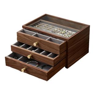 首饰盒收纳盒实木质高档精致手饰品耳环项链复古结婚礼物多层抽屉