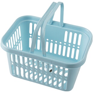 小号药房手提篮购物筐子长方形篮子塑料收纳篮粉环保加厚底部镂空