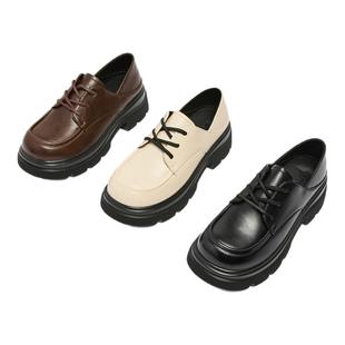 三福乐福鞋春季学院运动风系带增高厚底两穿踩脚女鞋839121