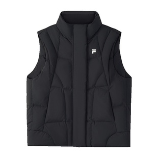 FILA FUSION斐乐潮牌羽绒马甲女2025冬新款时尚宽松保暖立领上衣