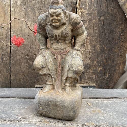 石雕佛像天王力士护法不动天王明清石雕仿古石雕摆件文房陈设