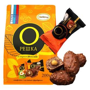 俄罗斯进口榛仁夹心糖果巧克力奶油阿孔特原装进口零食品