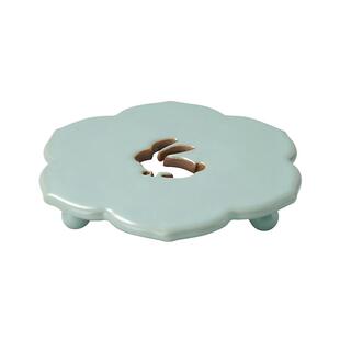 青澹汝窑壶托盖碗底托底座陶瓷家用景德镇汝瓷开片复古手工茶壶垫