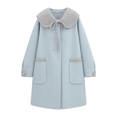 MOBAI默白双面呢羊毛拼色大衣