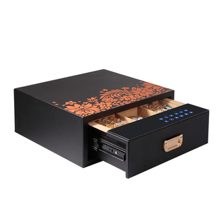 密码首饰盒收纳保险箱 家用抽屉式防盗电子指纹锁珠宝保险柜 防盗