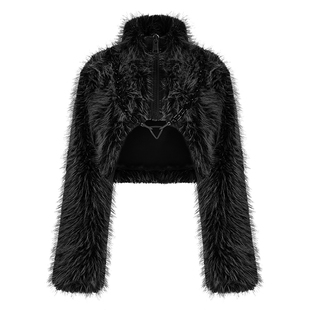 PUNKRAVE暗黑朋克高领防风短款外套女酷潮个性加绒加厚款冬款小众