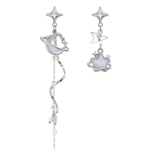 星月绮梦 原创星星月亮耳环bulingbuling小众设计高级感耳钉耳夹