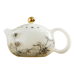 冰种璞玉白瓷西施壶功夫茶壶泡茶专用壶家用高档陶瓷单壶高端茶具