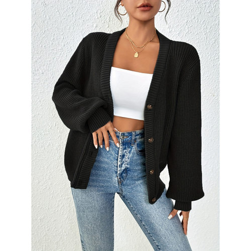Z 46966 V-neck Knit Cardigan 纯色 V 领针织开衫跨境外贸代