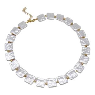 欧美个性夸张异形方块大珍珠项链女小众设计巴洛克复古短款锁骨链