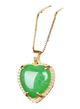 缅甸翡翠女士款镶嵌挂件心形吊坠