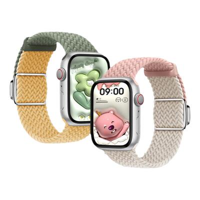 适用iWatch编织拼色磁吸扣表带