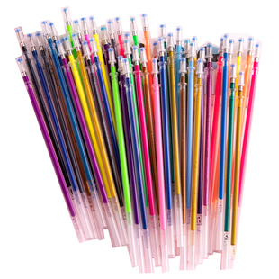 闪光啫喱笔芯48色儿童亮晶晶闪光金属色diy黑卡荧光水粉笔芯1.0mm