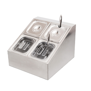 不锈钢份数盆架奶茶店1/6商用格子盆底座支架果酱分格方盆调料架