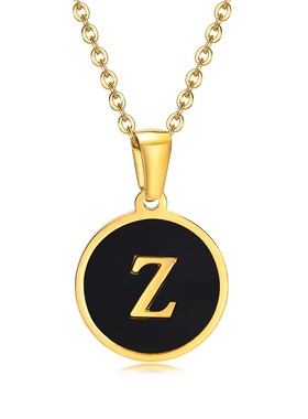 吊坠圆牌钛钢英文字母项链首饰品