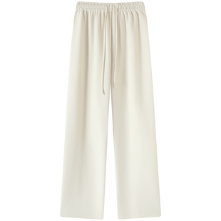 慕兔加绒加厚直筒休闲裤女2025冬季新款小个子宽松阔腿垂感长裤子