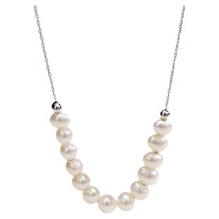 欧诗漫珠宝淡水珍珠项链近圆形吊坠微笑颈链锁骨链送礼物女友浮光