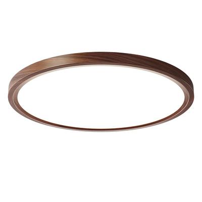 箭牌胡桃木纹吸顶灯圆形中古卧室