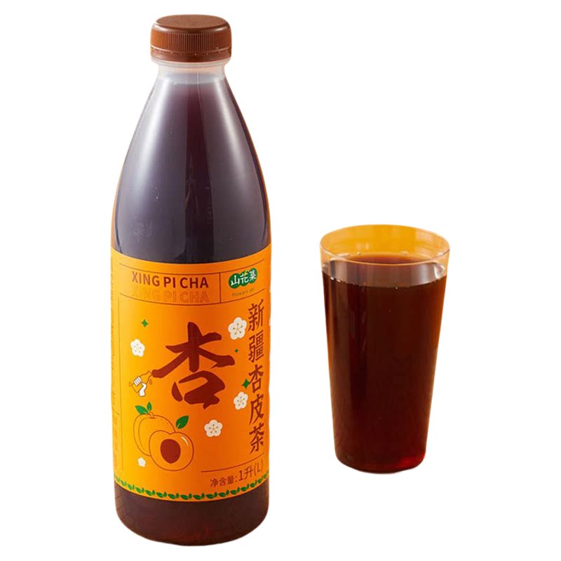 山花集新疆杏皮茶1Lx1瓶古法熬制酸梅汤原味果汁礼盒饮料网红凉茶