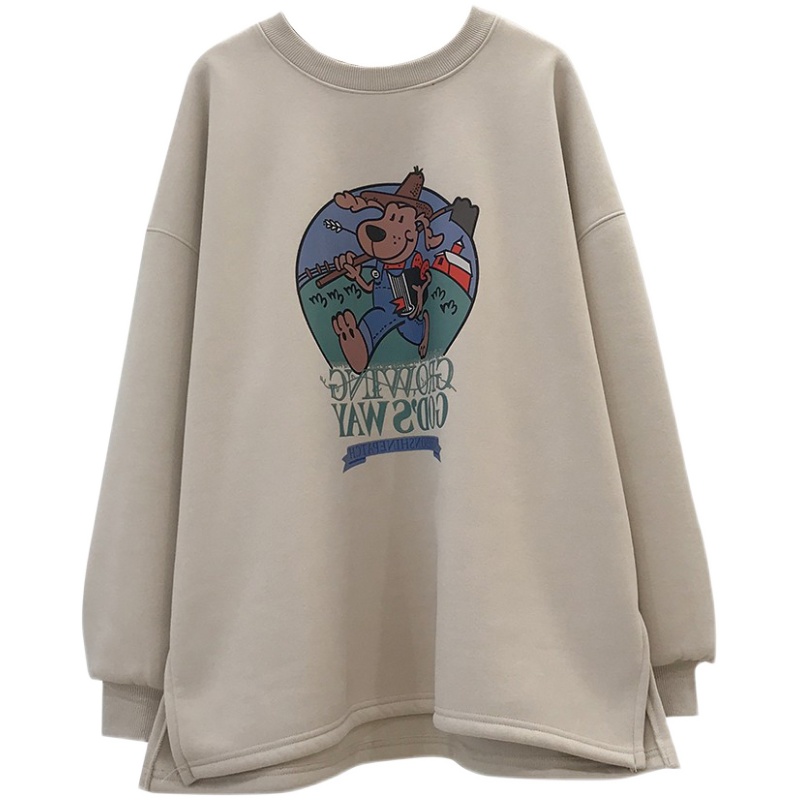 休闲慵懒风~孕妇装卫衣春秋装宽松遮屁股运动风卡通印花孕期上衣