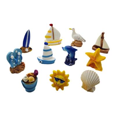 微缩小号沙滩系列冲浪板海贝海豚帆船沙滩桶树脂模型微景观小摆件