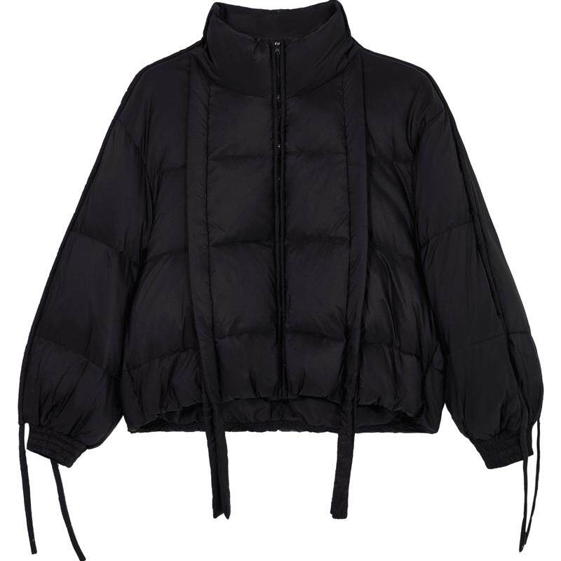 复古黑色短款羽绒服外套
