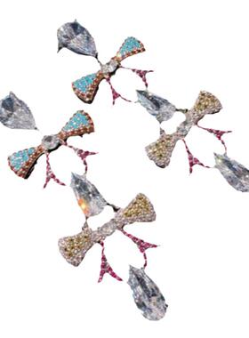 维也纳宫廷彩虹蝴蝶结水滴宝石项链 Vintage阿盖尔粉蝴蝶流苏耳环