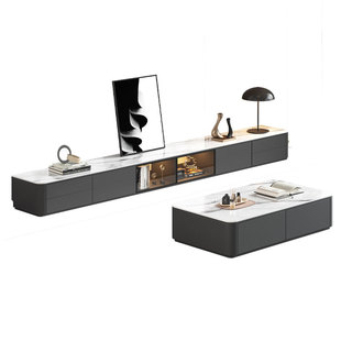 岩板电视柜茶几组合客厅家用2025新款极简小户型实木落地电视机柜