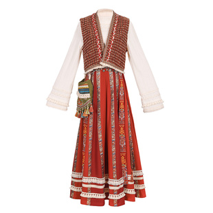 花朝记|赤灵|编织唐背子|百搭针织圆领衫交窬裙|秋冬日常汉服