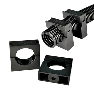 PA66尼龙波纹管固定支架带盖固定座穿线管固定管夹21.2方形管卡扣